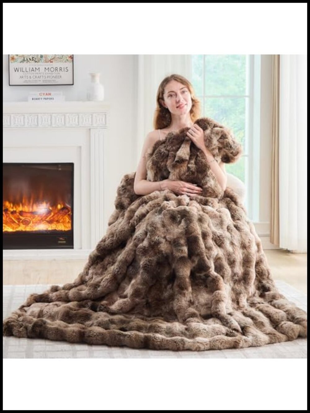 Faux Rabbit Fur Throw Blanket Bubble Texture 50x60 Cozy Plush